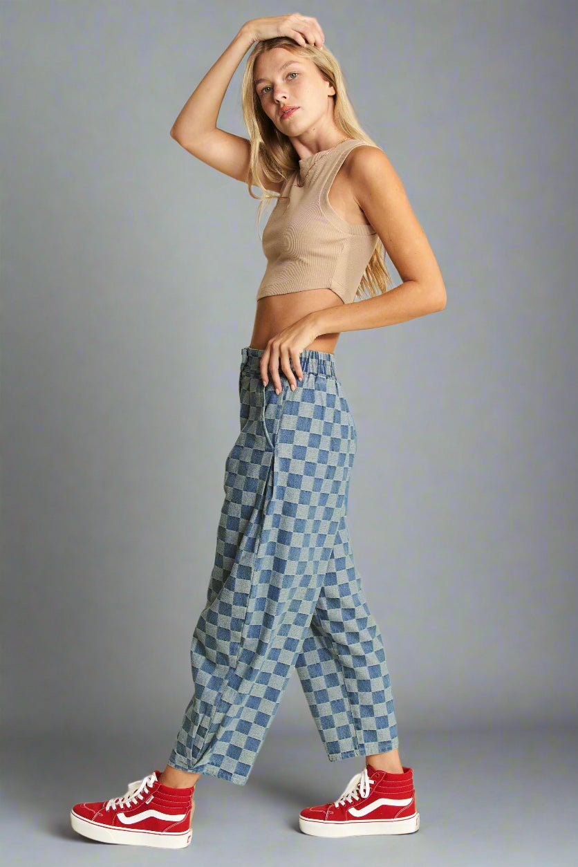 The Grid Barrel Pants