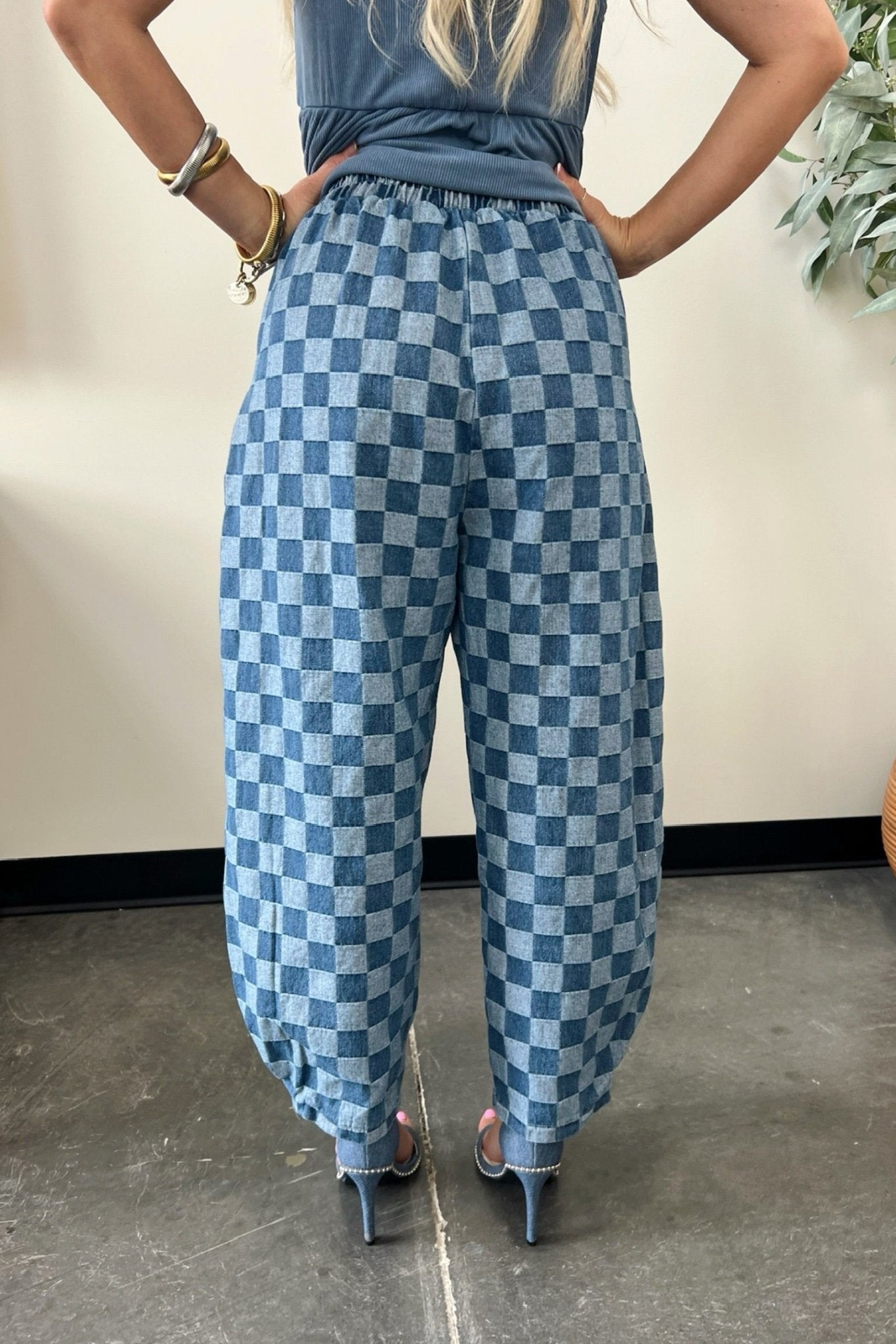 The Grid Barrel Pants