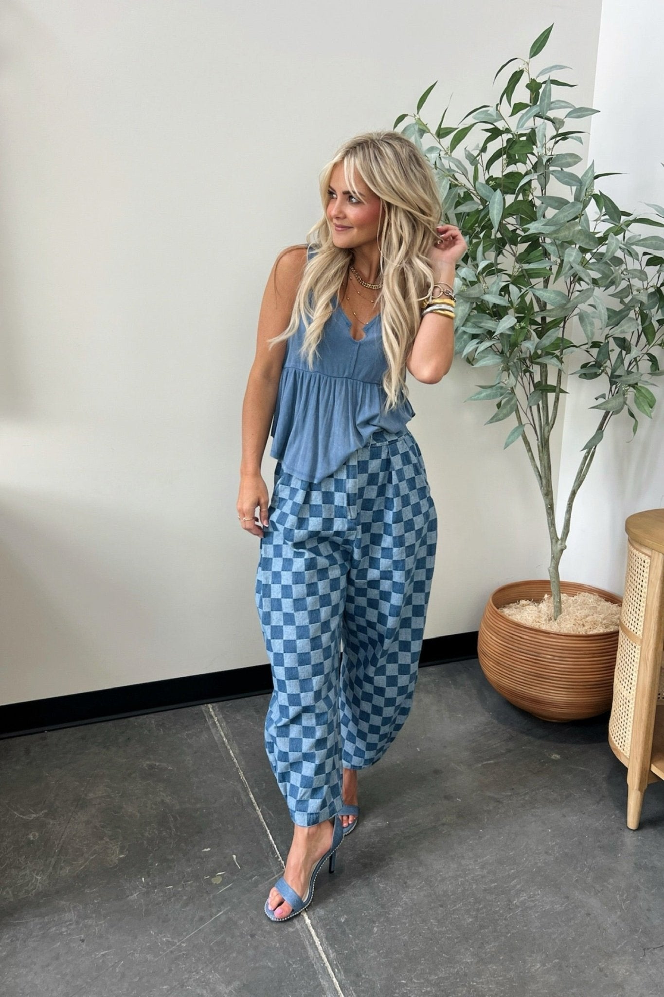 The Grid Barrel Pants