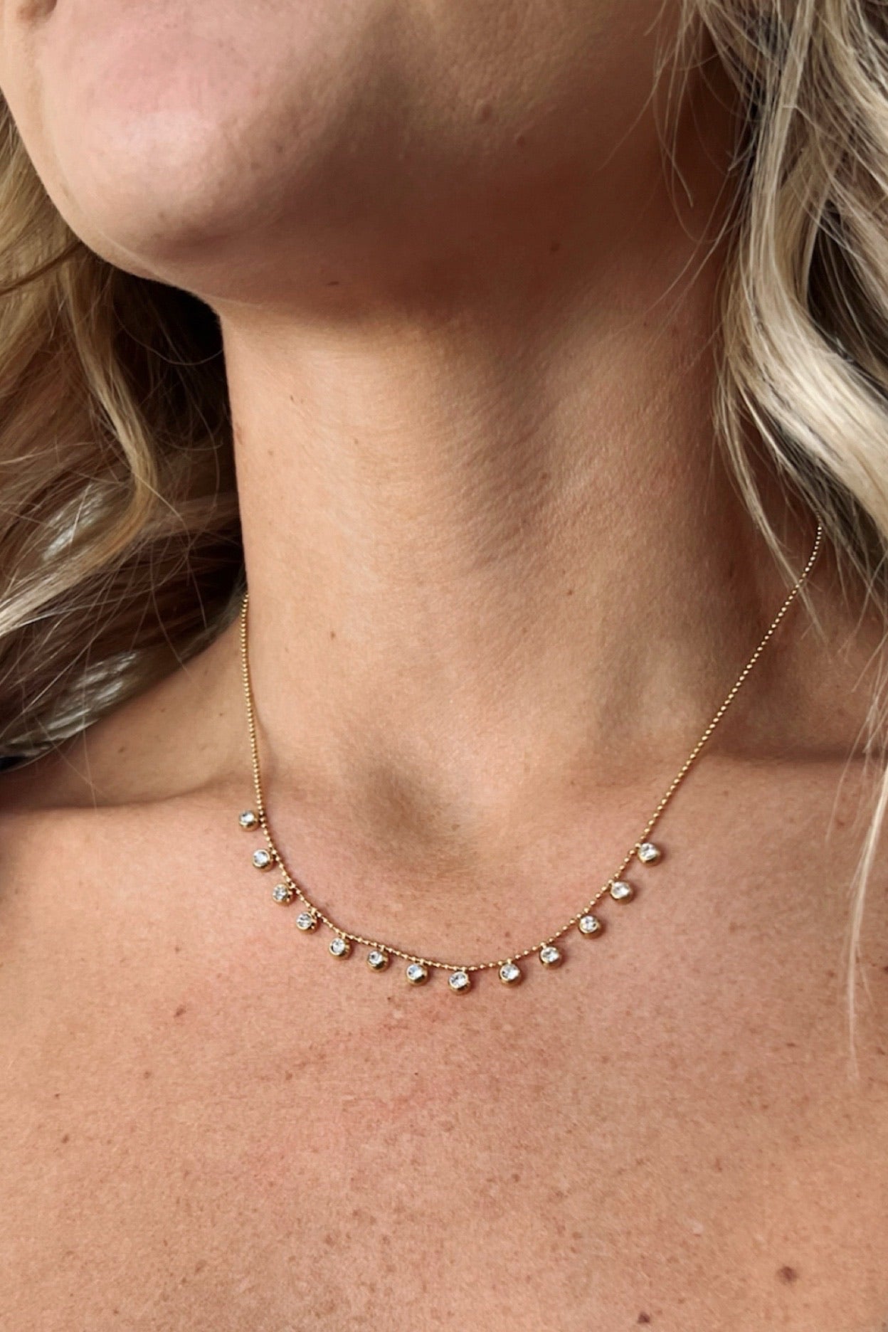 The Line Drop Dangle Crystal Necklace