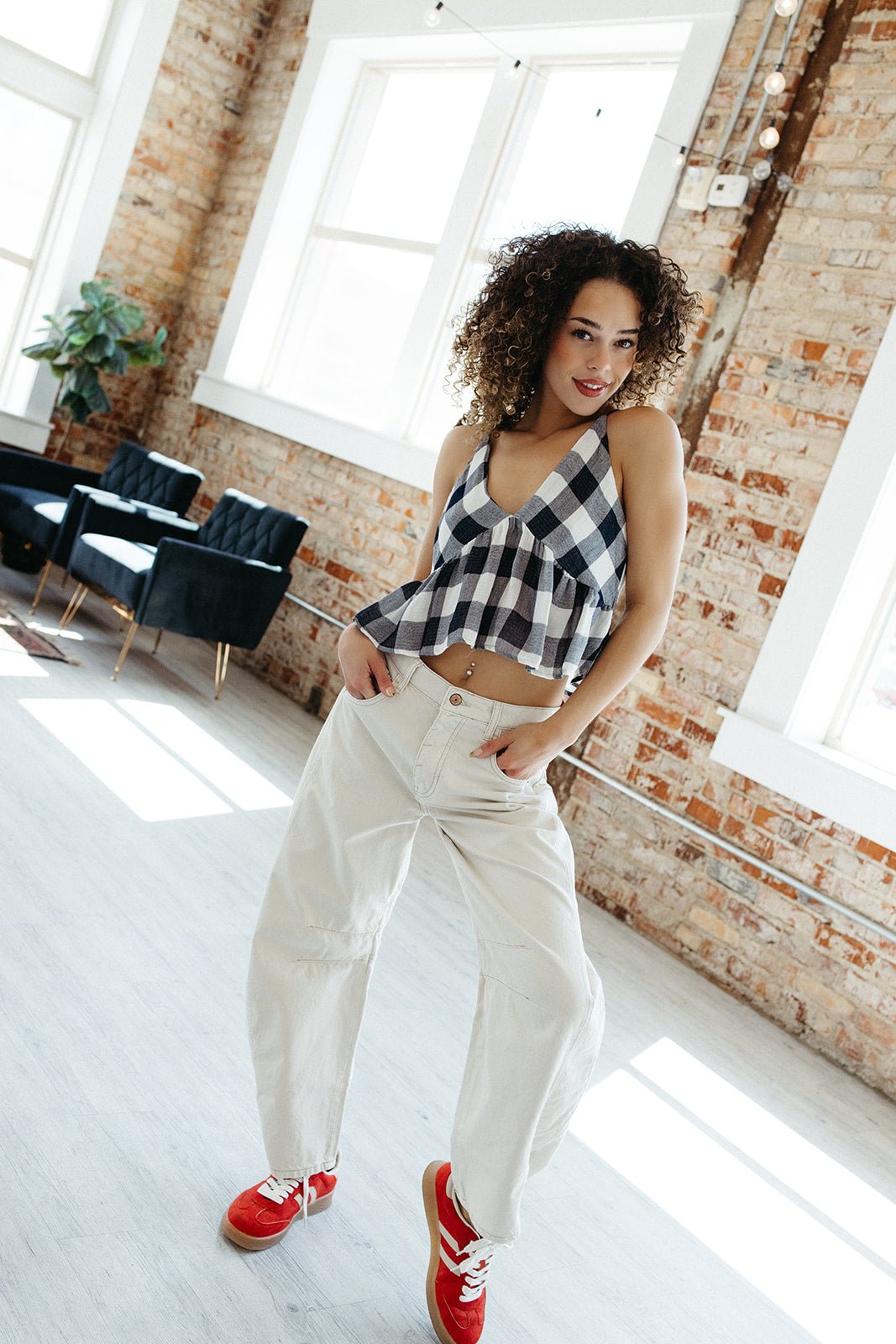 Tide Checked Babydoll Cami