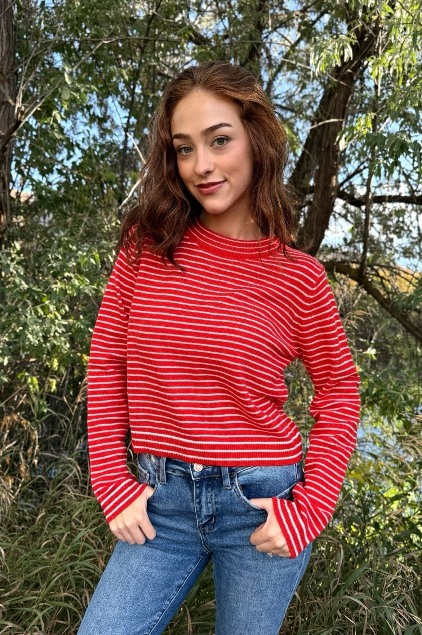 striped top, womens striped sweater, knit sweater, knit striped sweater, cropped sweater, cropped stripe sweater