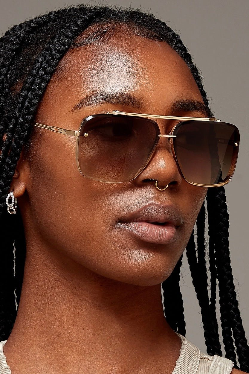 Top Foxx Smaller Bella Coffee Aviator Sunglasses - Tangle Free