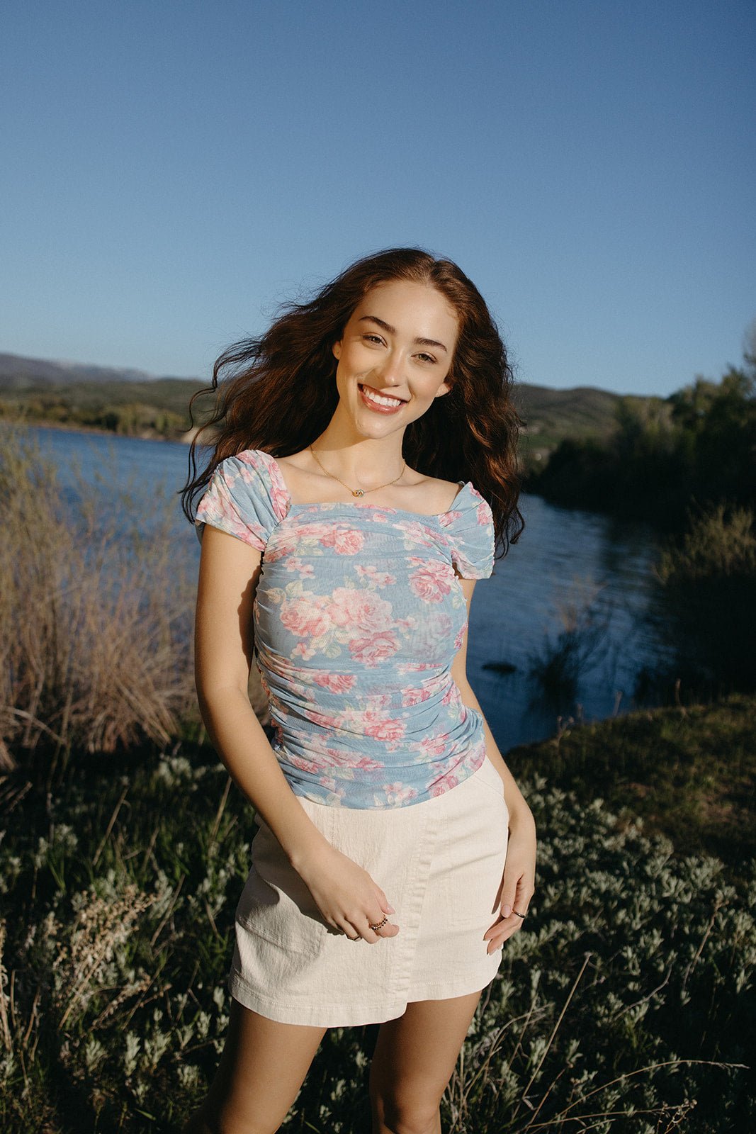 Trail Of Flowers Mesh Top