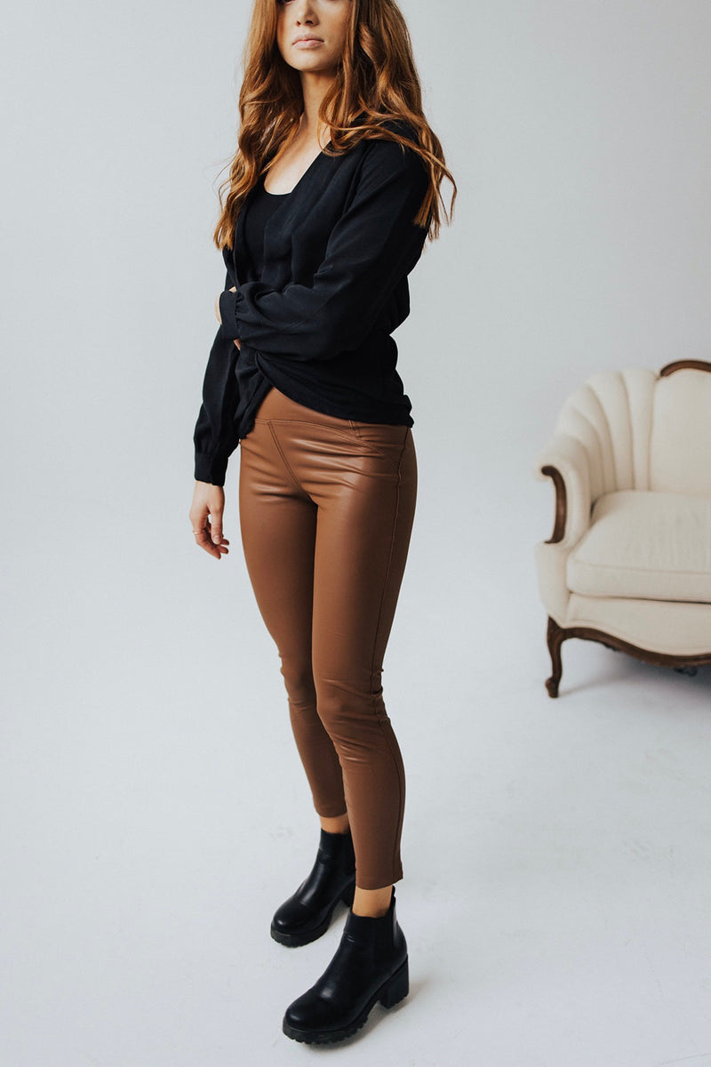 Motion Faux Leather Leggings - FINAL SALE – Sand + Charcoal