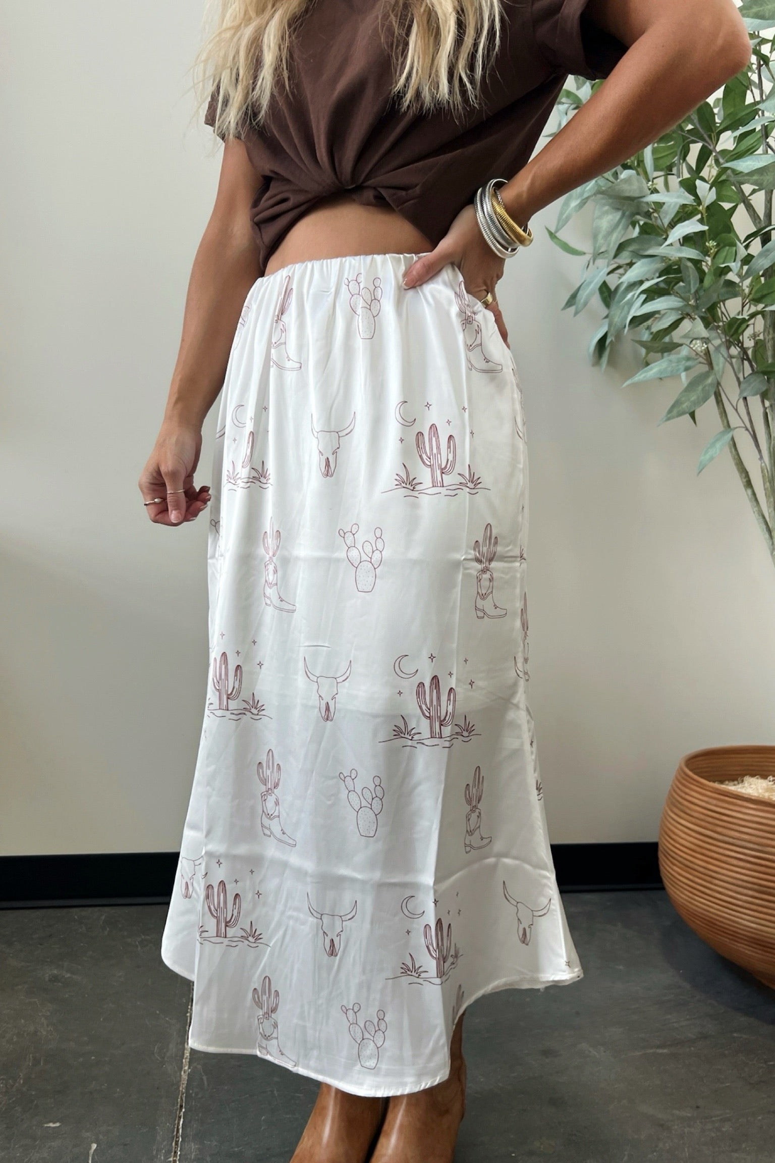 Longhorn Skies Midi Skirt