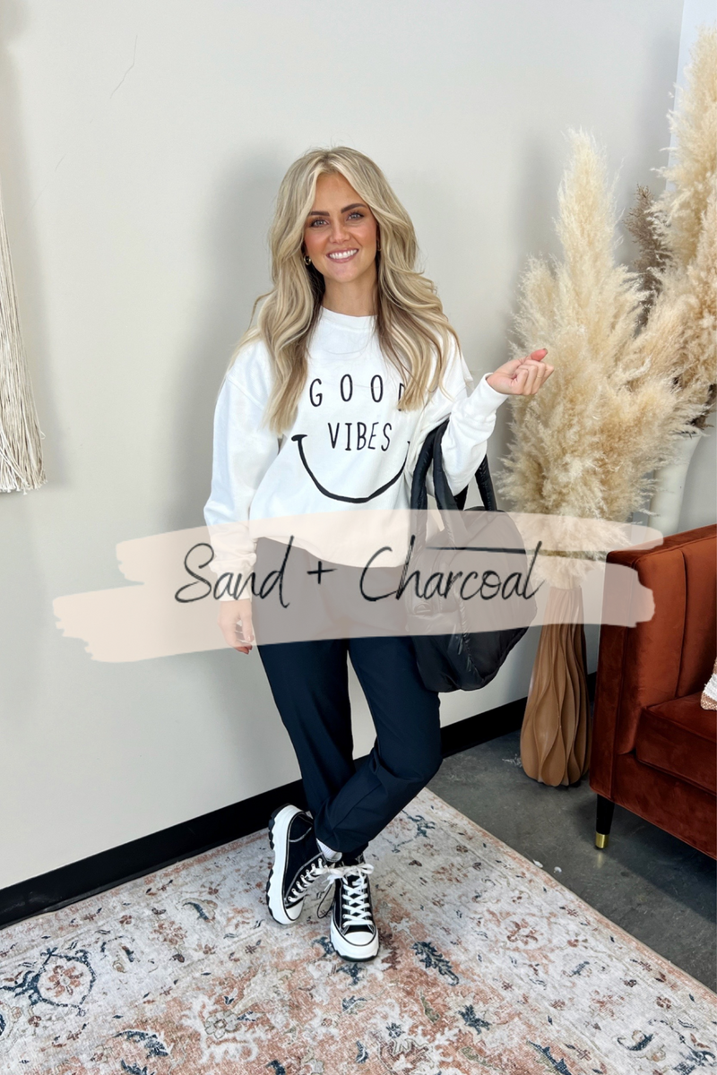 Good Vibes Light Ribbed Sweatshirt - FINAL SALE