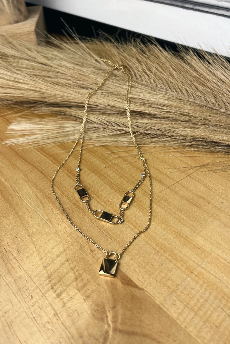 Leeland Double Layer Lock Necklace