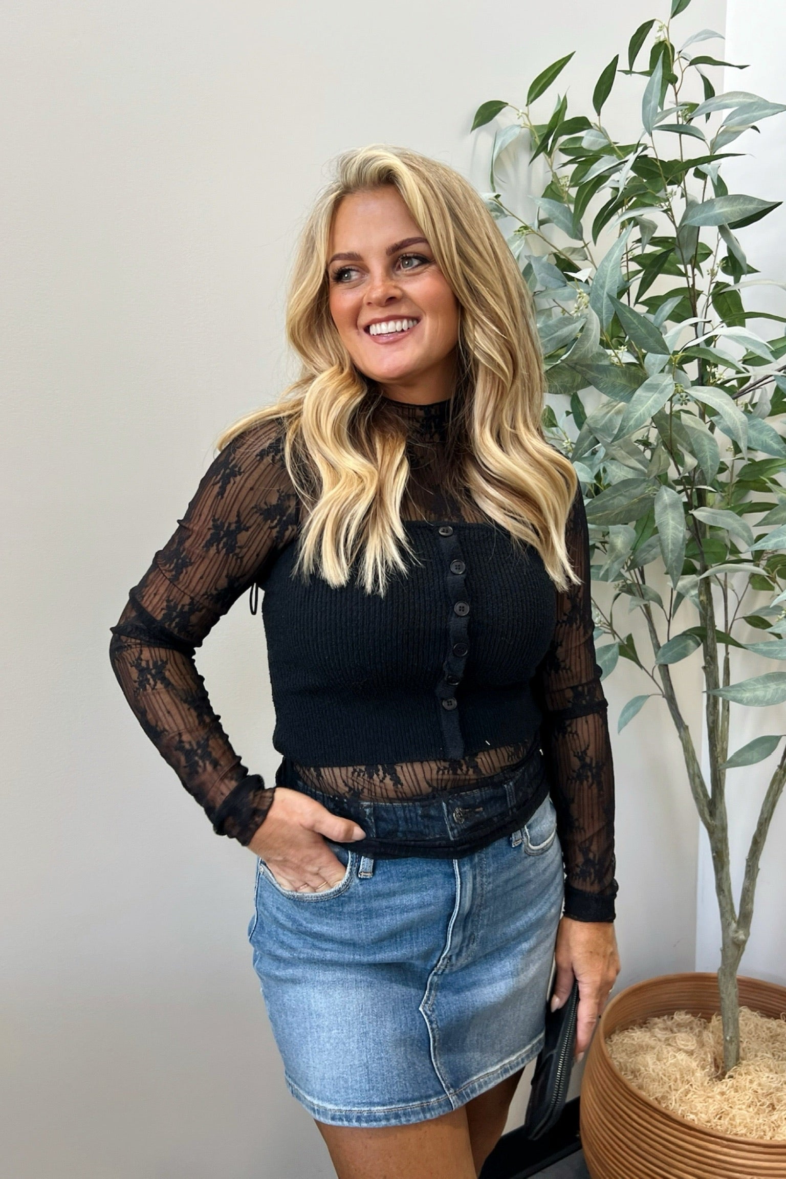 high neck mesh top