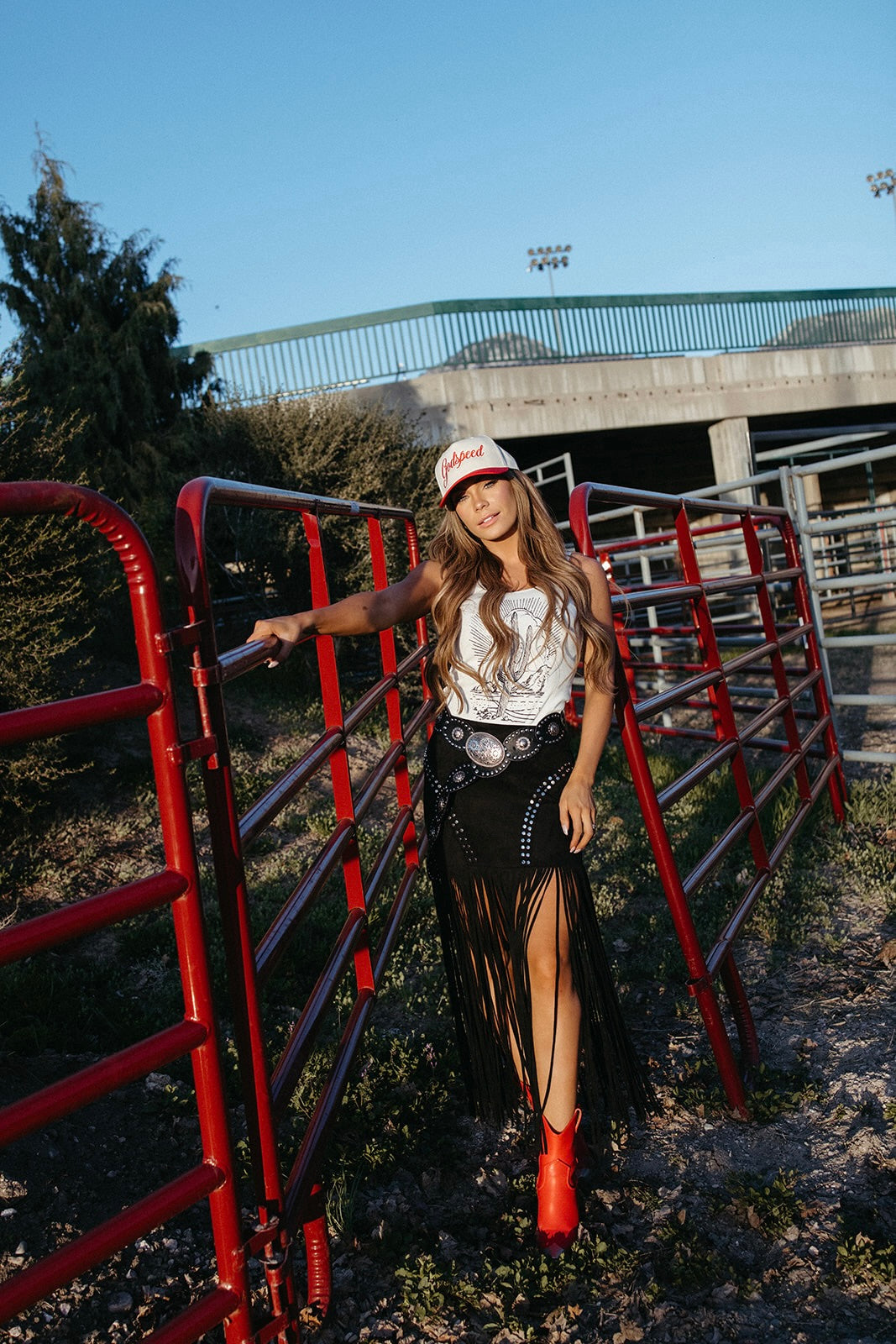 Last Dance Studded Fringe Skirt