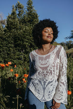 Deverey Lace Bell Sleeve Top