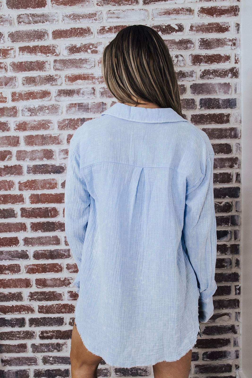 Tattered Charm Washed Button Down Shirt