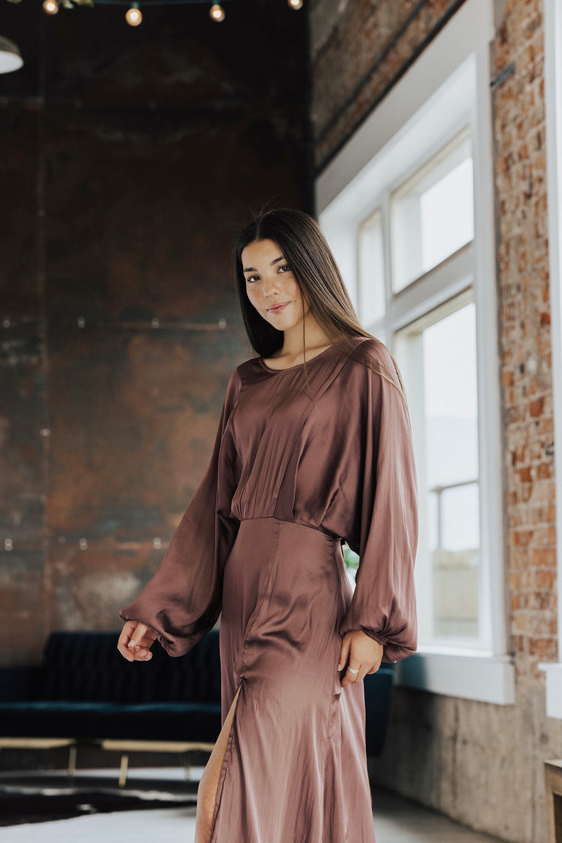 Astr Marin Dolman Sleeve Midi Dress Lux Collection