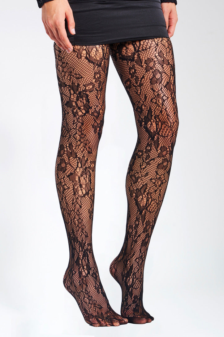 Baylor Lace Floral Print Tights