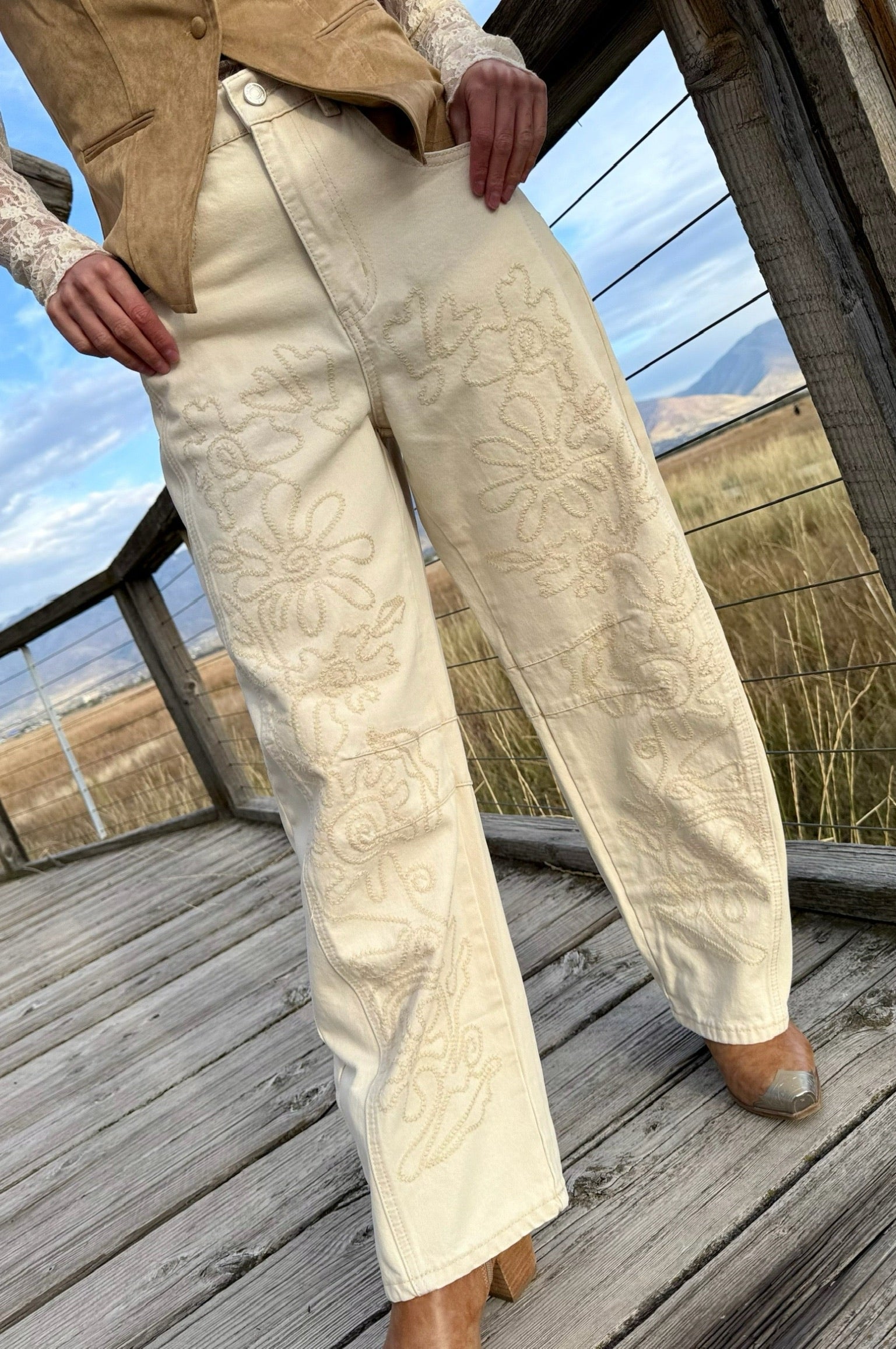 Canvas Bloom Barrel Pants