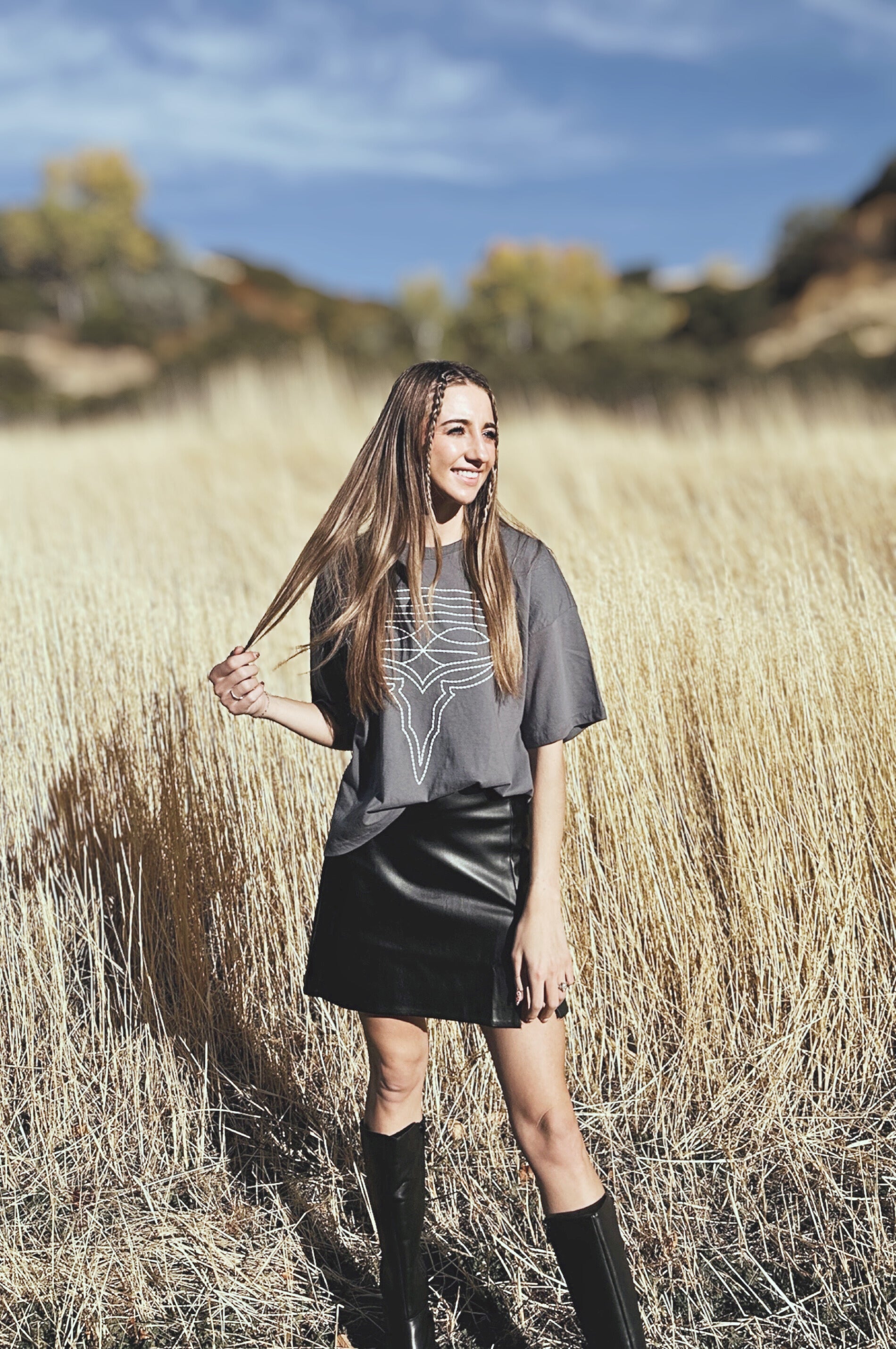 Longhorn Stitch Crop Tee - FINAL SALE