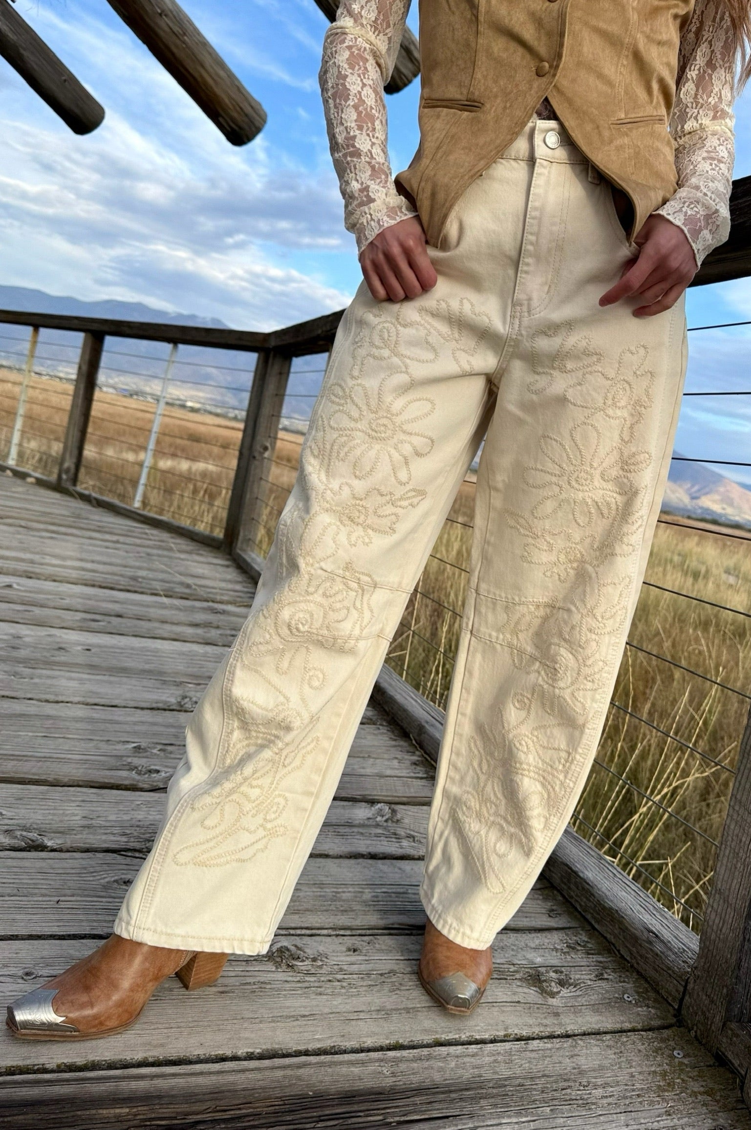 Canvas Bloom Barrel Pants