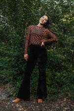 Dorian Checkered Print Mesh Top