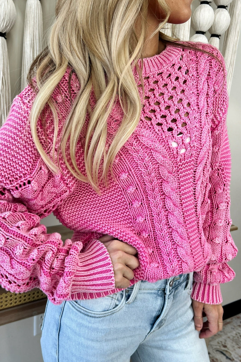 Strawberry Dreams Cable Weave Sweater Lux Collection