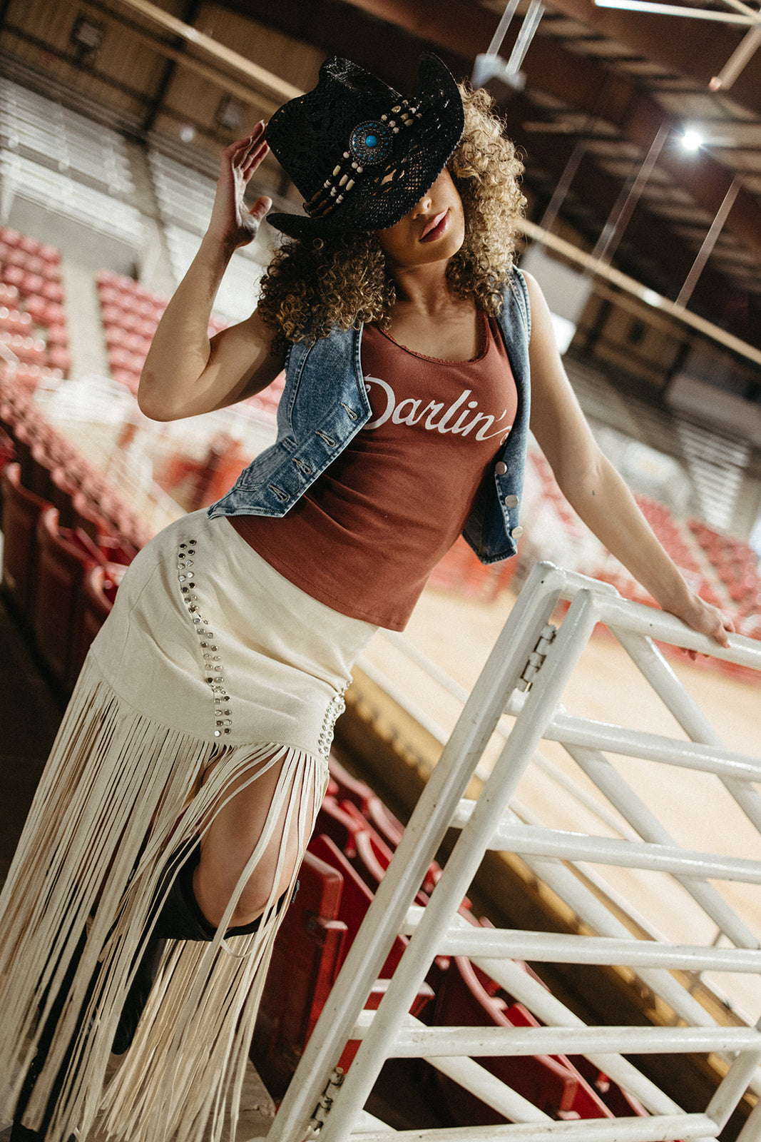 Last Dance Studded Fringe Skirt