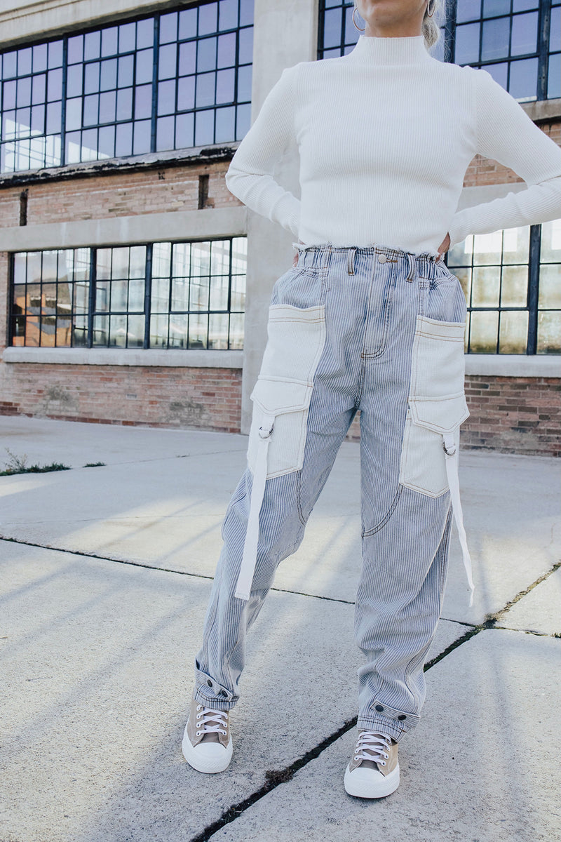 Drew Striped Denim Jeans Lux Collection