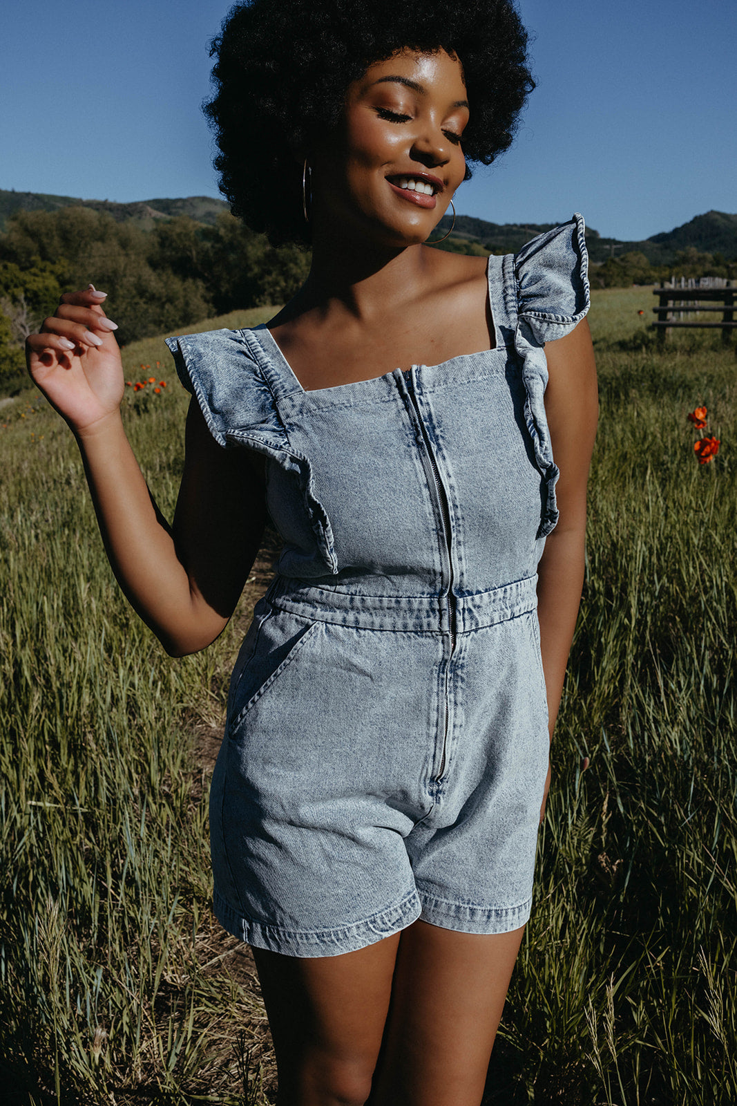 Georgia Denim Romper - FINAL SALE