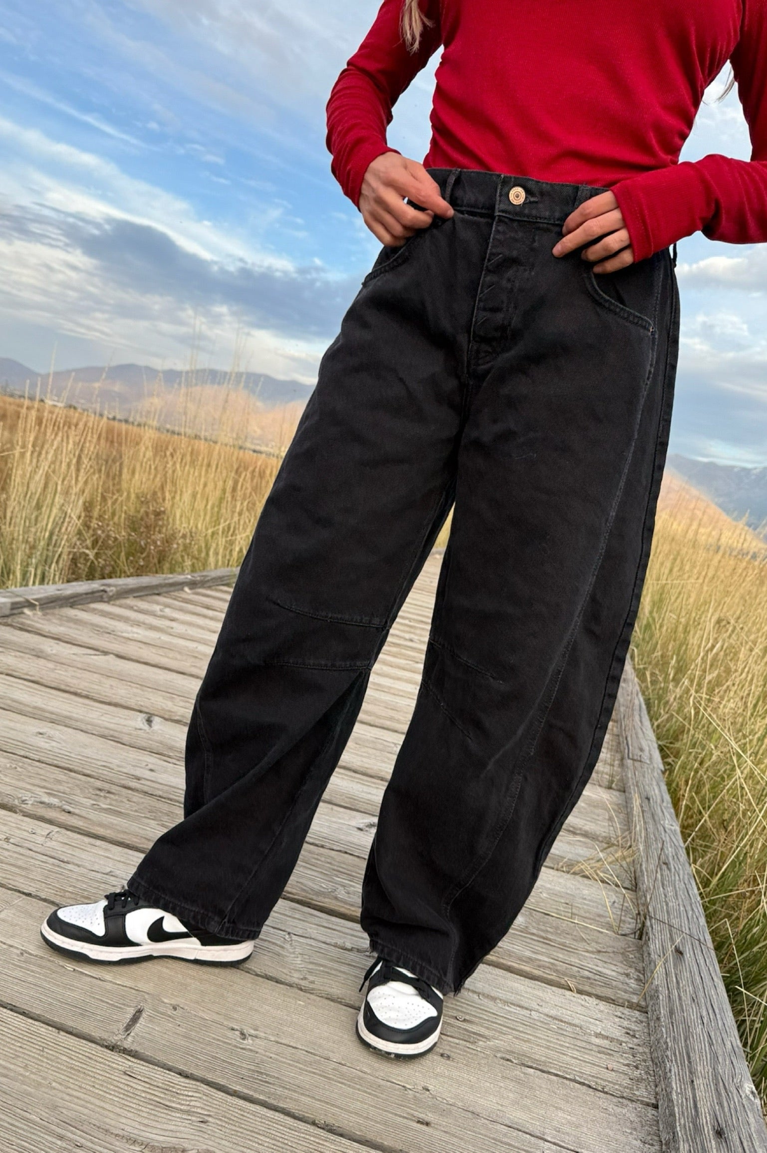 Free People We The Free Good Luck Mid-Rise Barrel Jeans