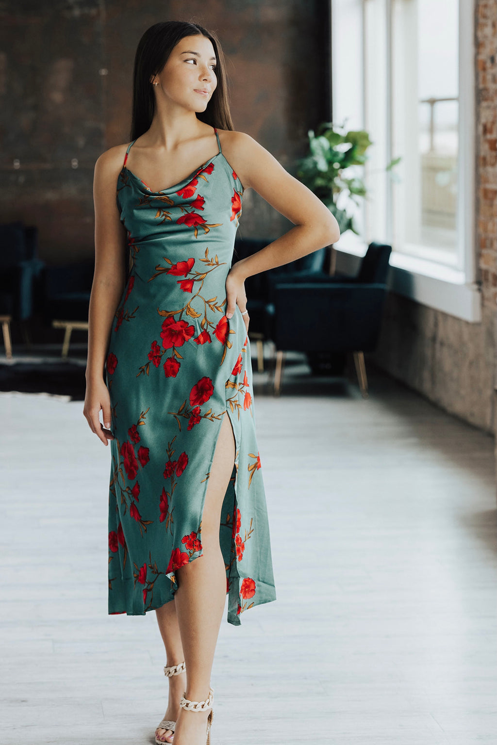 astr gaia floral midi dress ASTR the Label Gaia Dress