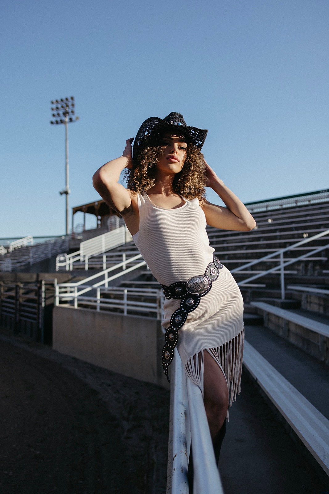 Saddle Dust Ribbed Fringe Dress