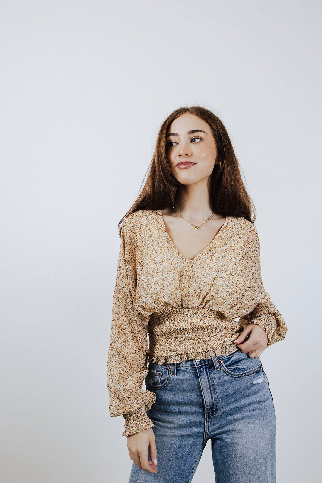 Salted Caramel Floral Blouse