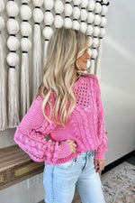 Strawberry Dreams Cable Weave Sweater Lux Collection