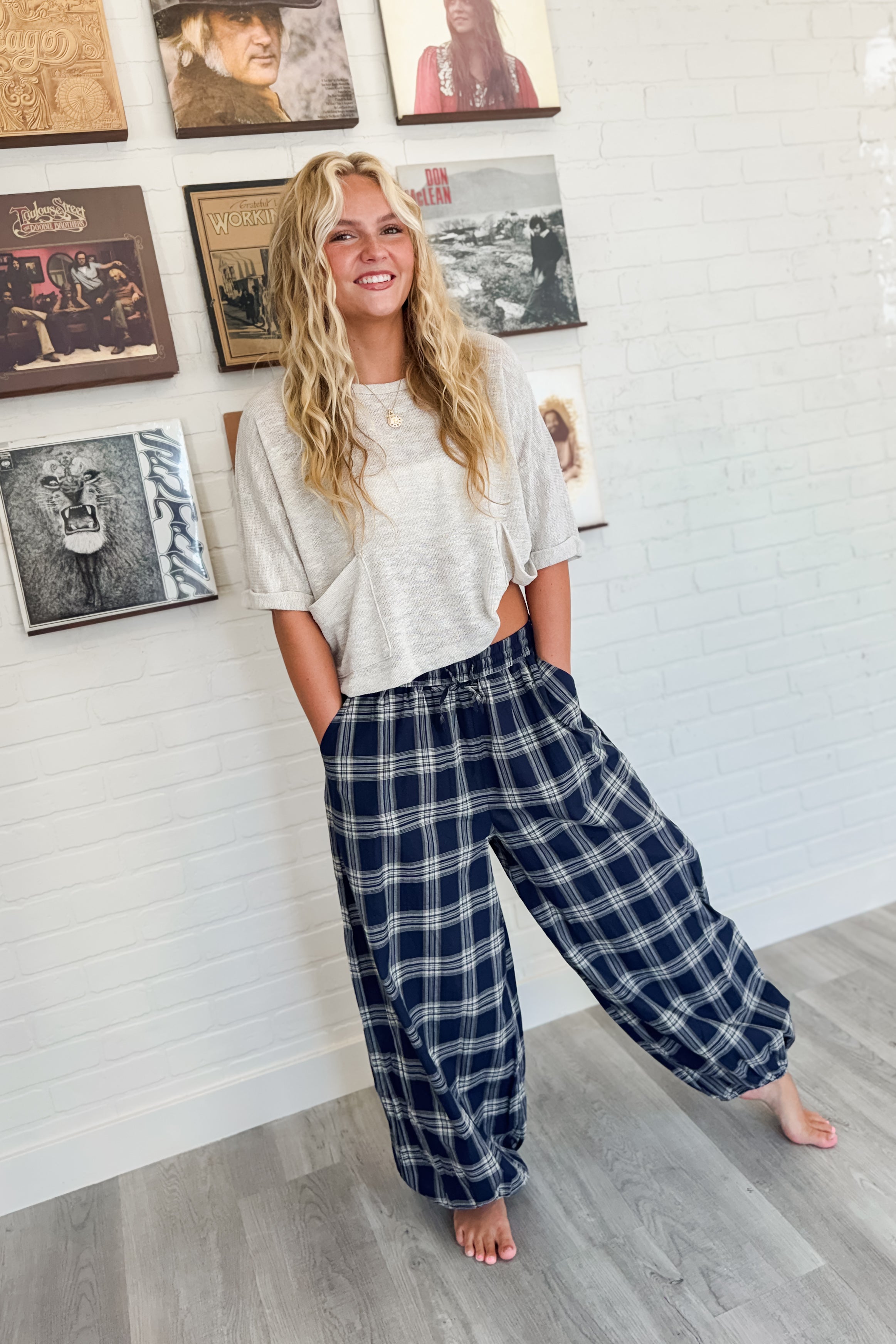Here For It Plaid Balloon Pants