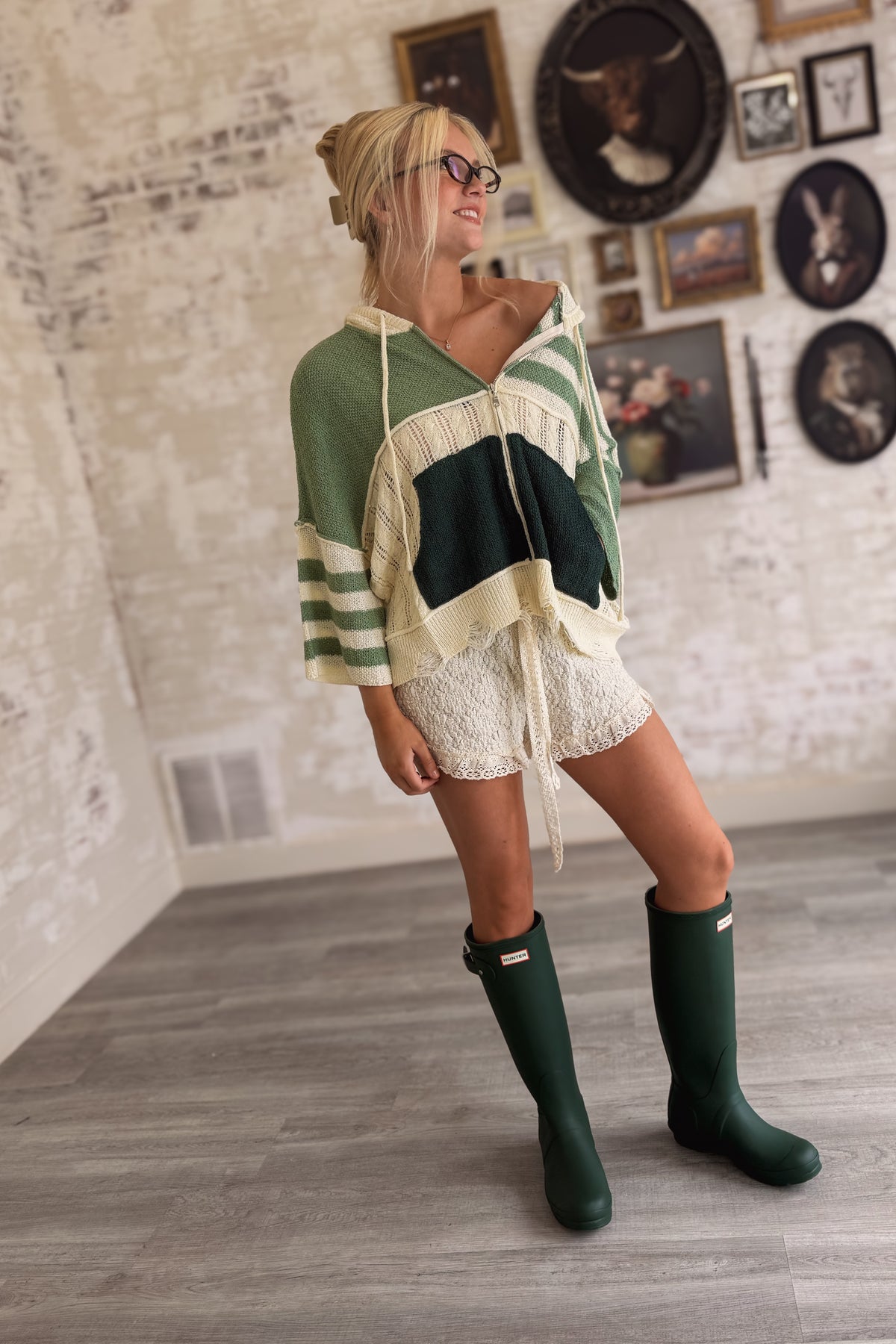 Rough Around The Edges Striped Knit Hoodie