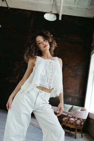 (取寄) フリーピープル レディース タンク Free People women Evermore Tank Ivory Free People Women's Evermore Lace-Trim Tank Top - Macy's