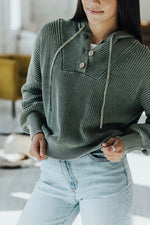 Akira Hooded Henley Knit Sweater