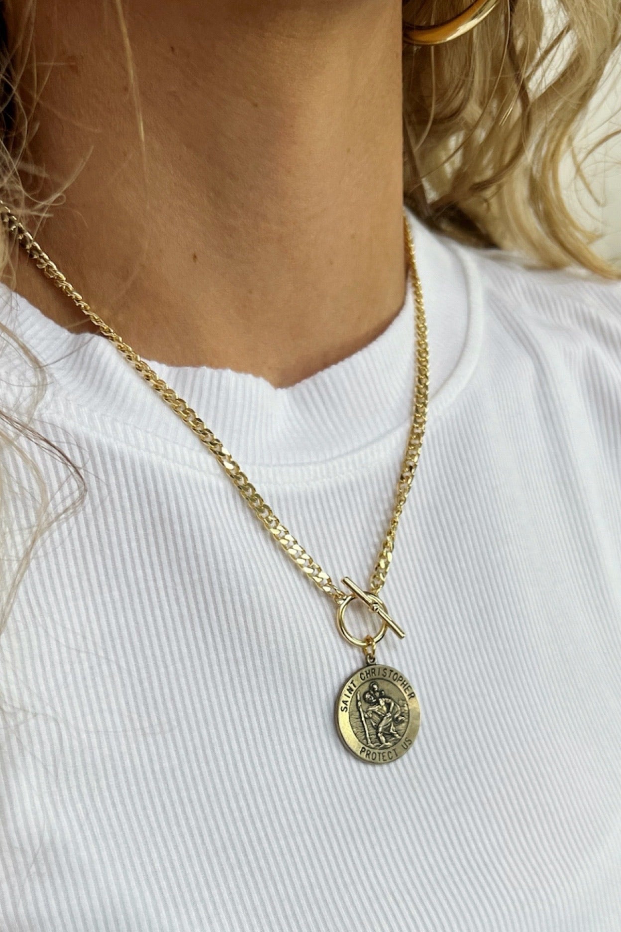 Lula n' Lee Gold Saint Christopher Necklace Lux Collection