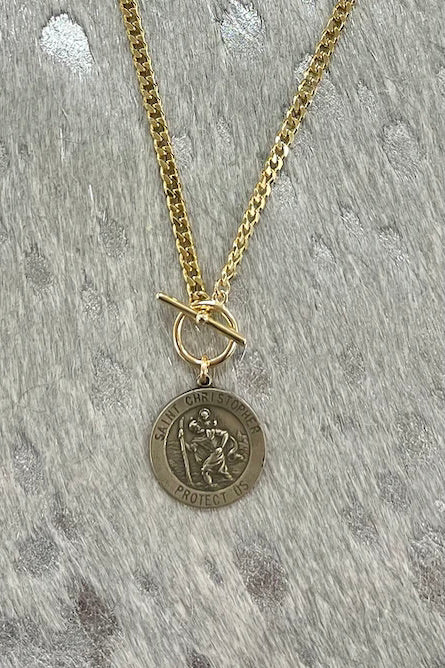 Lula n' Lee Gold Saint Christopher Necklace Lux Collection