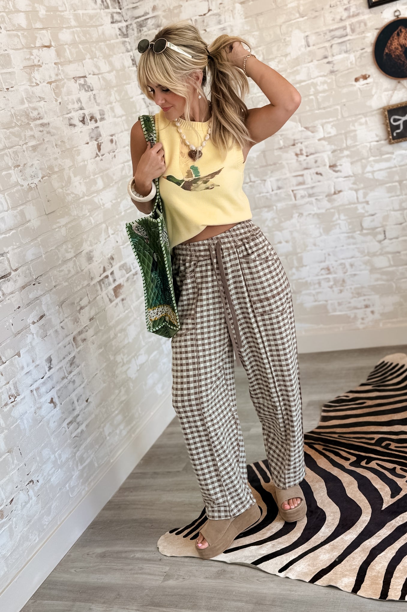 In No Hurry Gingham Drawstring Pants