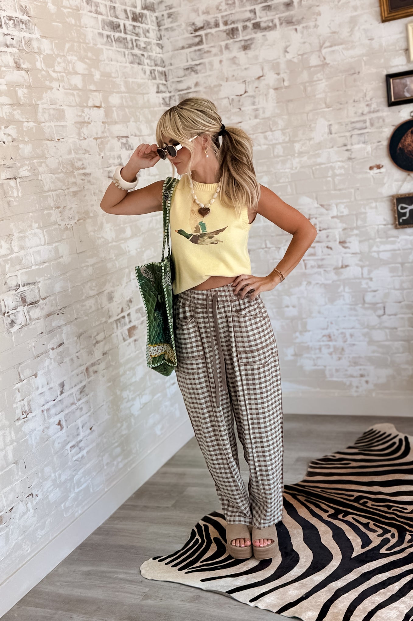 In No Hurry Gingham Drawstring Pants