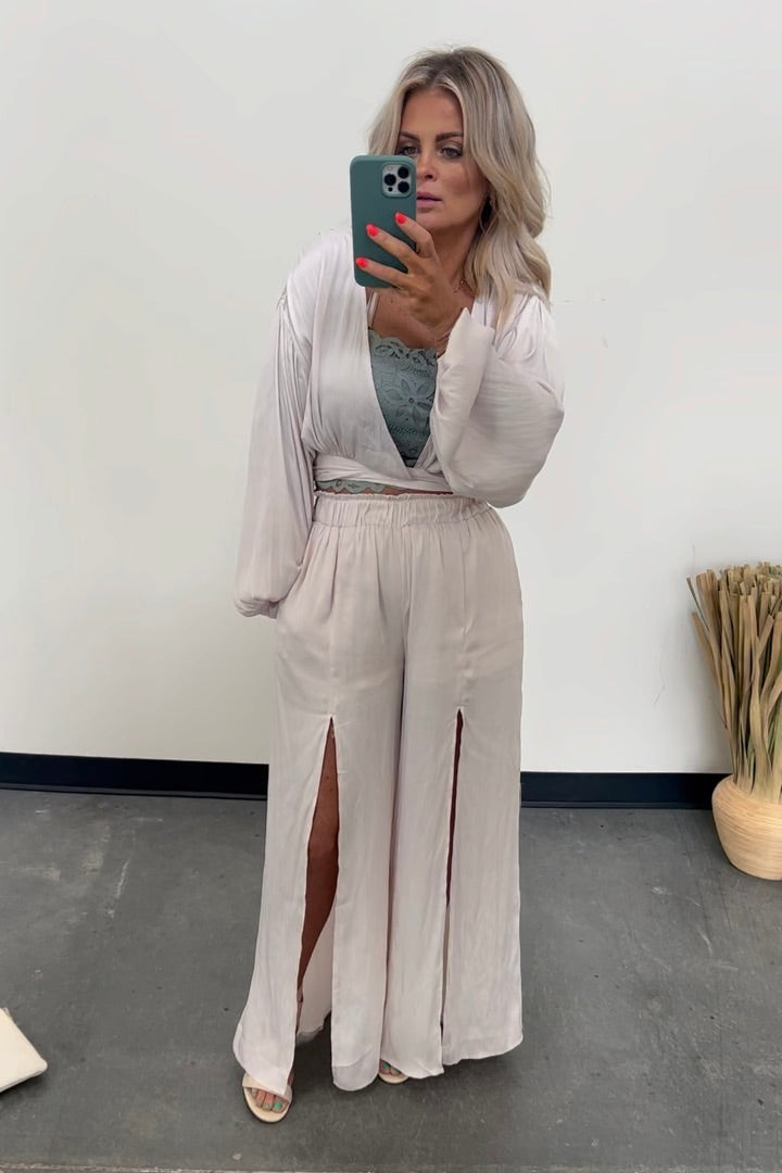 Ariana Silky Front Slit Pants - FINAL SALE