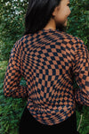 Dorian Checkered Print Mesh Top