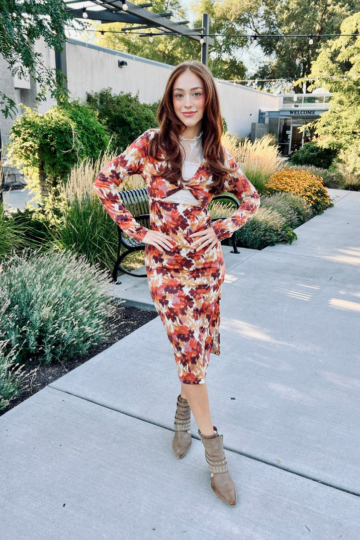 Autumn Abstract Midi Dress - FINAL SALE