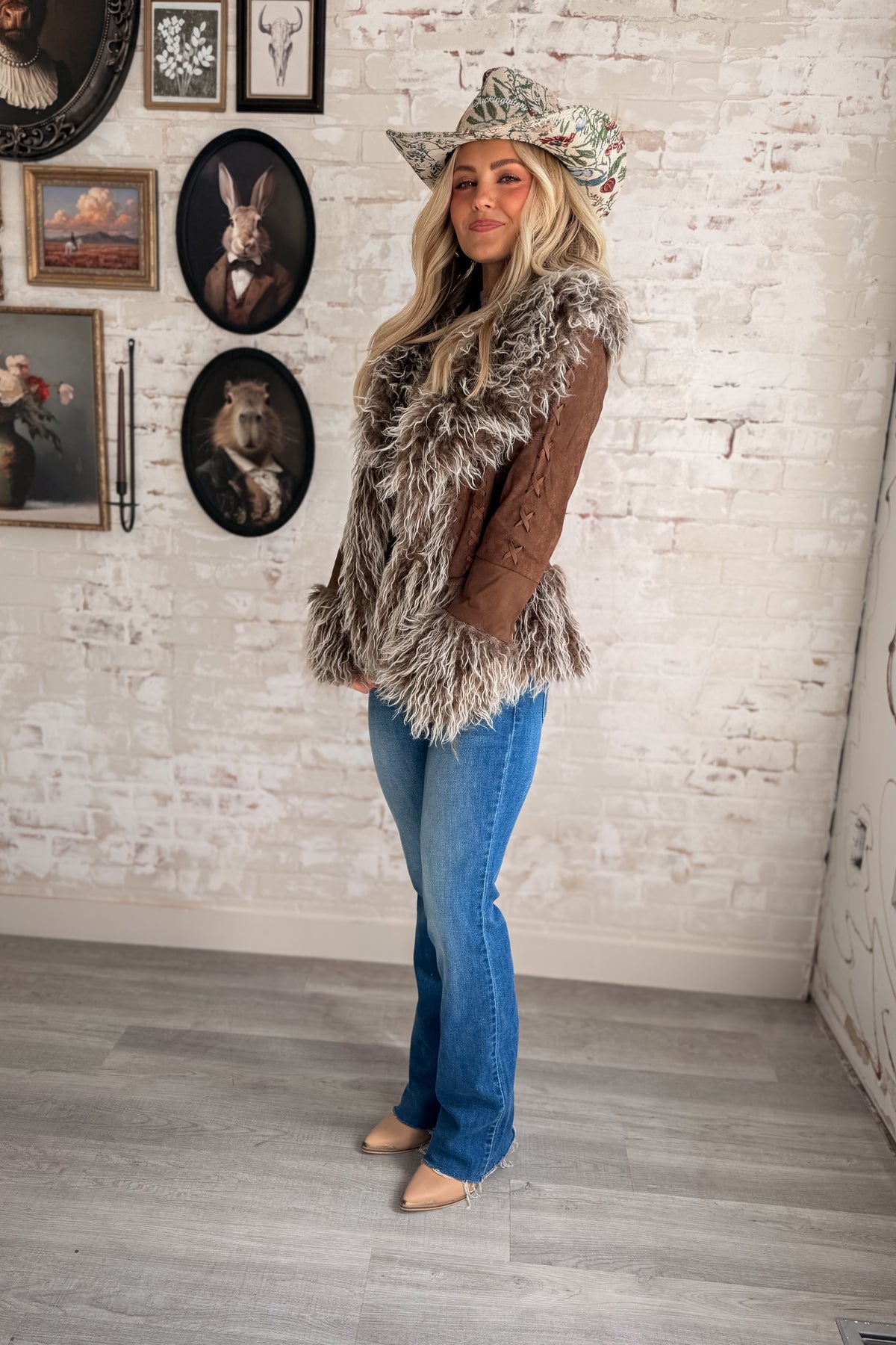 High Roller Faux Fur Western Jacket