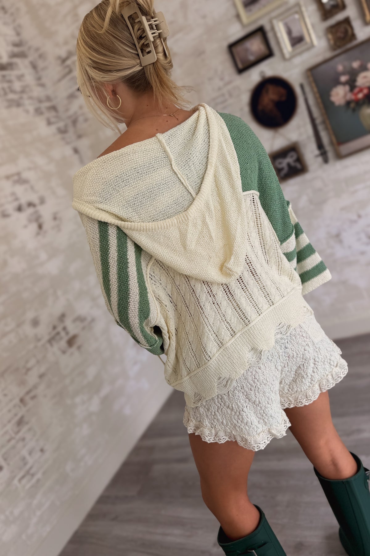 Rough Around The Edges Striped Knit Hoodie