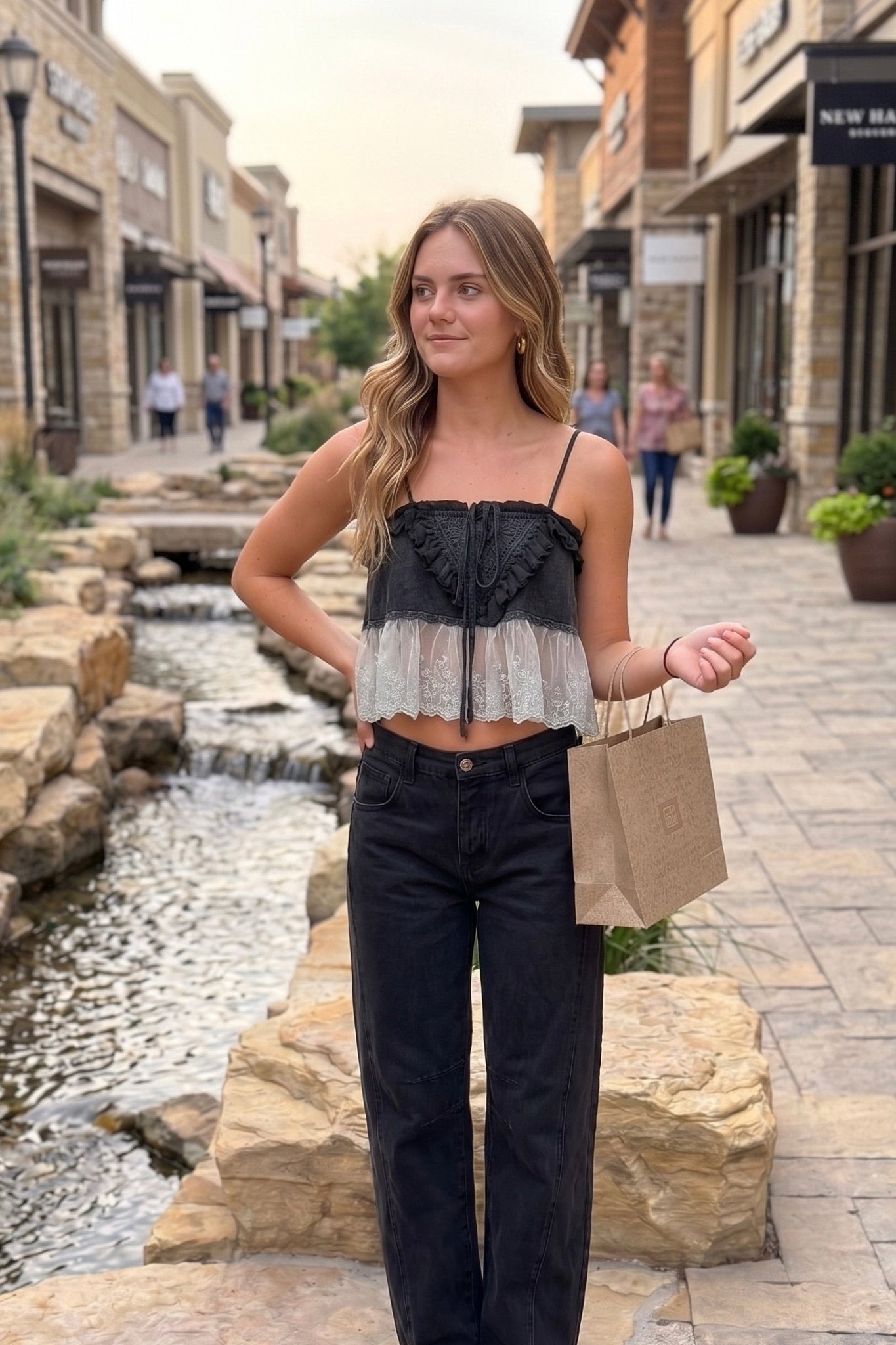 Beautiful Mess Gauze & Lace Cami