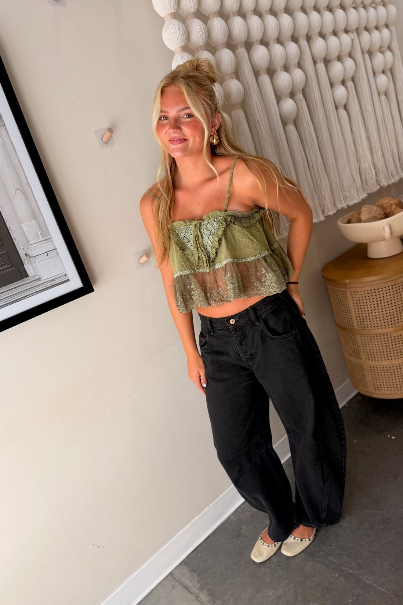 Beautiful Mess Gauze & Lace Cami