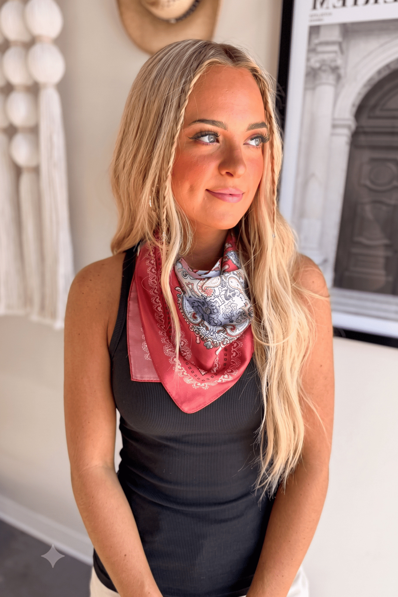 paisley western neck scarf for country concert outfits, festival fashion, purse scarf, western accessory, from Sand and Charcoal