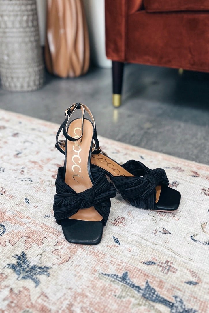 Bridget Pleated Bow Heeled Sandals - FINAL SALE