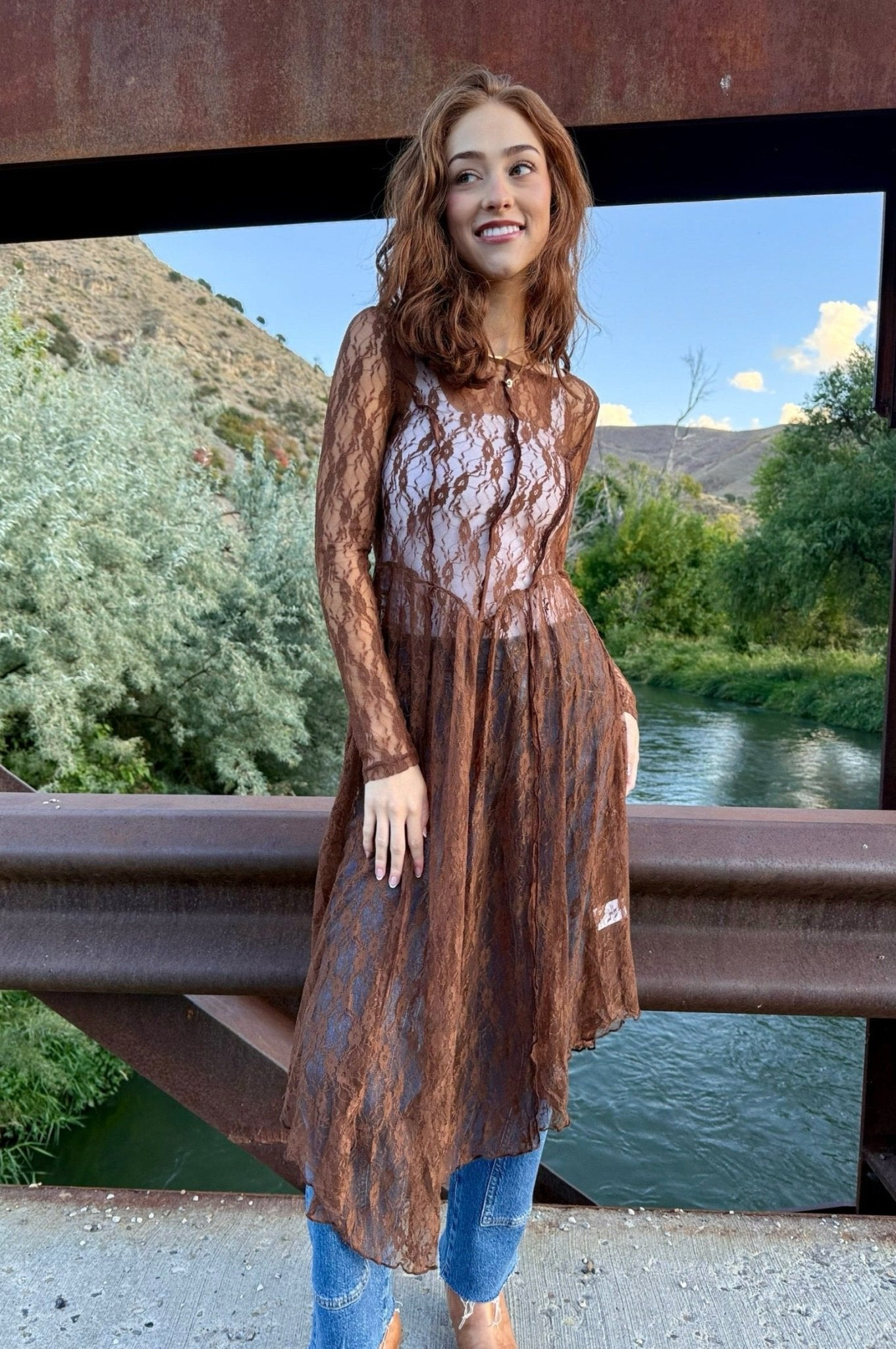 lace dress, mesh lace dress, layering