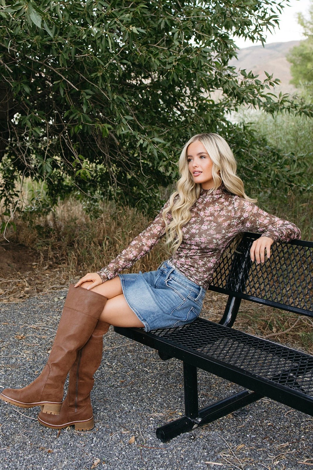 sheer floral lace mesh long sleeve top